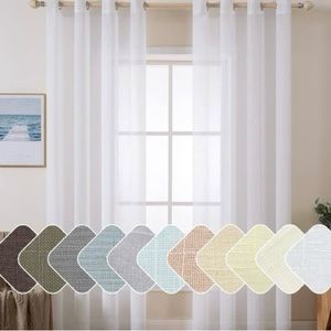 Sheer white Miulee brand curtains, new in original packaging. Size 52x90.